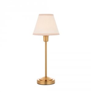 Klasyczna lampka stołowa nocna abażurowa mosiężna minimalistyczna uniwersalna Rise & Ivy 120937 ENDON