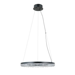 Lampa wisząca okrąg z kryształkami 50cm LED czarna dekoracyjna w nowoczesnym stylu wybór barwy światła Barlo PND-34526-M-BK Italux