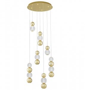 Molekularna ZŁOTA Lampa Wisząca Glamour LUCES EXCLUSIVAS PONCE LE42702 Kryształowy Żyrandol Do Salonu Art Deco