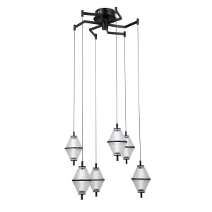 Lampa wisząca Fuente Italux PND-34395-6-BK ozdobna siatkowany klosz czarny