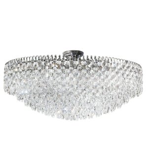 Dekoracyjna lampa sufitowa kryształowa w kolorze chrom okrągły plafon w stylu glamour BURANO 100 AZ6909 Azzardo 