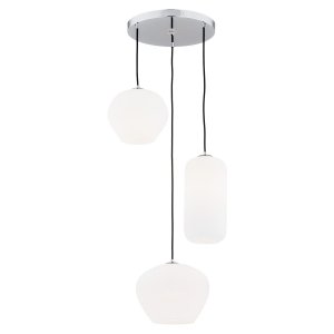 Atrakcyjna szklana lampa wisząca biała mleczne szkło 3-płomienna klosze różne formy regulacja wysokości KALIMERA 1430 Argon