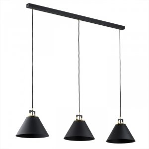 Lampa Wisząca Vintage Czarna Listwa Potrójna Z Mosiężnym Akcentem ORTE 6174 ARGON