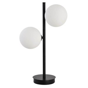 Nowoczesna czarna lampka stołowa biurkowa białe szklane kule DORADO LP-002/2T BK Light Prestige
