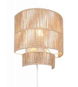 Lampa ścienna kinkiet pleciony z przędzy papierowej brązowy boho rystykalny industrialny minimalistyczny SATNA R20071026 Rl 