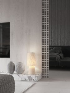 Lampka stołowa nocna lniana abażurowa biała rystykalna boho industrialna Luces Exclusivas