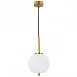 Nowoczesna ZŁOTA Lampa Wisząca Biała Kula PILAR LE41757 LUCES EXCLUSIVAS