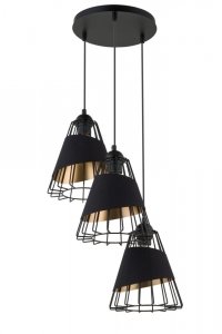 Lampa wisząca Druciana abażury Czarno-złota Sigma Deni 3 Koło 40544