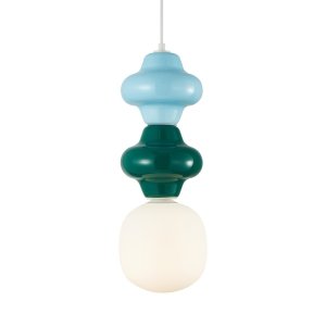 Ceramiczna designerska niebieska zielona lampa wisząca LATERA Italux PND-94331A-1S-MLTI 