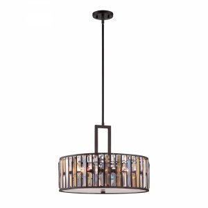 Lampa wisząca Gemma 3 źródła światła vintage brąz bursztynowe kryształy glamour okrągła HK-GEMMA-P-C-VBZ HINKLEY