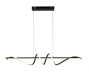 Dekoracyjna czarna lampa wiszaca LED CCT nowczesna falista linia nad stół wyspę BASTELO PND-24154-BK Italux 