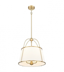 Klasyczna lampa wisząca mosiężna abażurowa dekoracyjna z geometrycznym detalem SAVANNAH P03538BR-WH