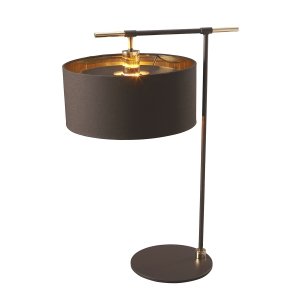 Abażurowa Retro Lampa stołowa nocna Balance BALANCE-TL-BRPB Brązowa / Polerowany mosiądz