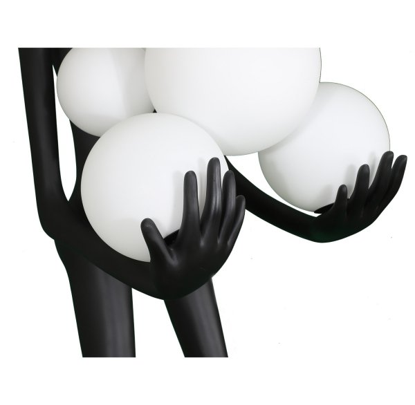 Designerska lampa podłogowa stojąca czarna kobieca sylwetka dekoracyjna ozdobna szklane kule WOMAN F9312 Step Into Design