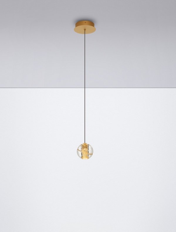 Oryginalna Złota Lampa Wisząca Szklana Kula w Stylu Art Deco LUCES EXCLUSIVAS CUYO LE44210