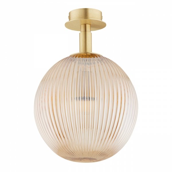 Miodowa lampa sufitowa kinkiet plafon glamour elegancka duża szklana kula ryflowana mosiądz PALOMA 8514 Argon