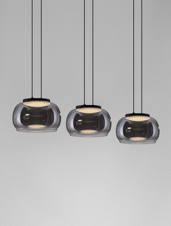 Szklana lampa wisząca przydymiony szary klosz HUARMEY LE44843 Luces Exlusivas