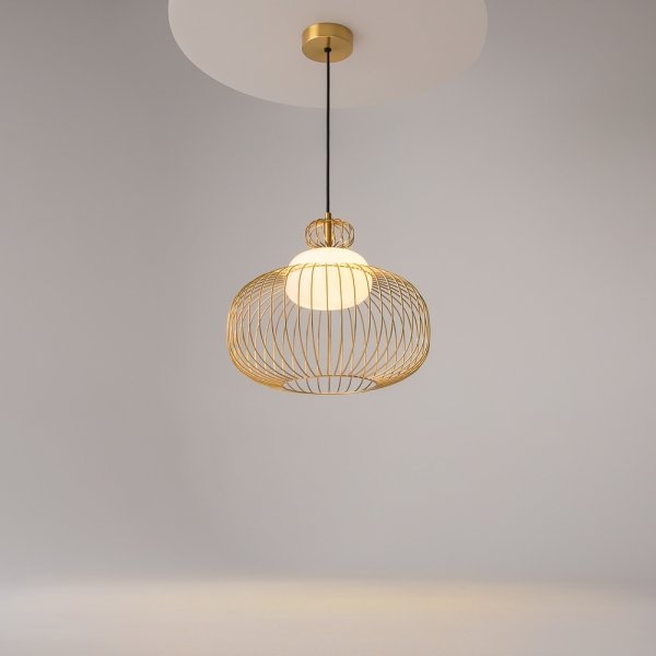 Nowoczesna designerska lampa wisząca owalna metalowa mosiądz Levitation MAYTONI MOD376PL-01G