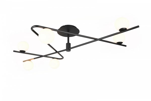 Lampa sufitowa dekoracyjny czarno złoty plafon w nowoczesnym stylu szklane klosze kule FLAMING 668900680 TRIO SELECT