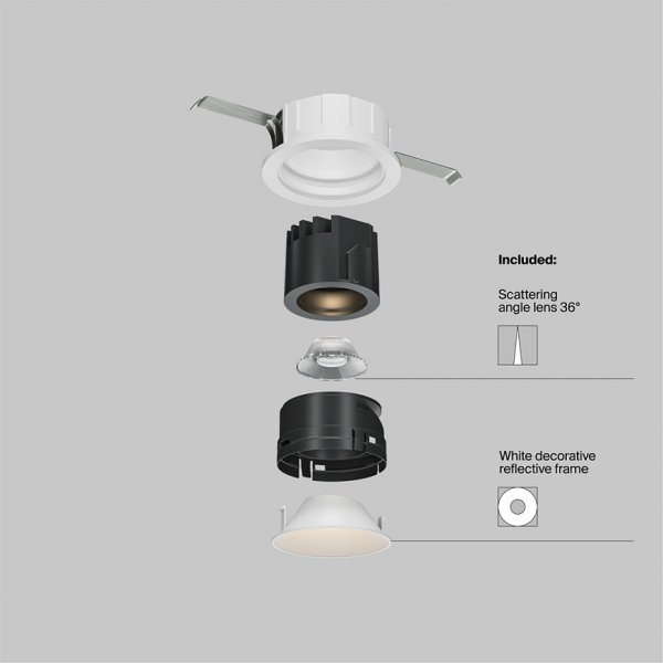 Biała Oprawka Wpuszczana Maytoni Downlight Wise DL057-7W3K-W