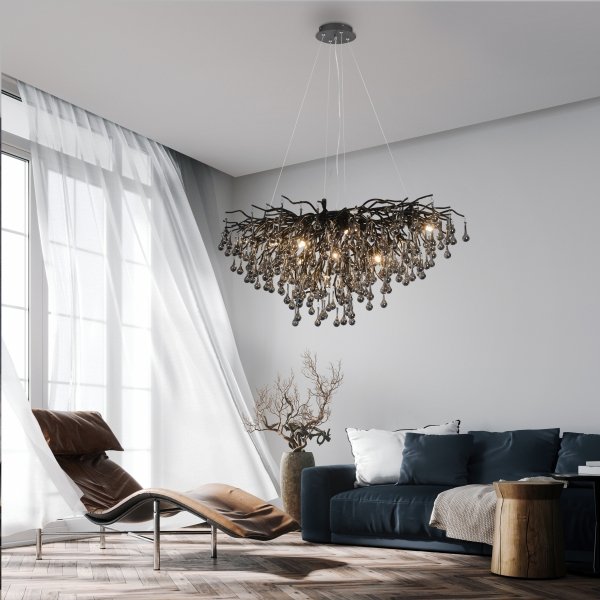 Lampa Wisząca ICICLE 2192-18 Zuma Line Czarny | Nowoczesny Żyrandol 11xG9