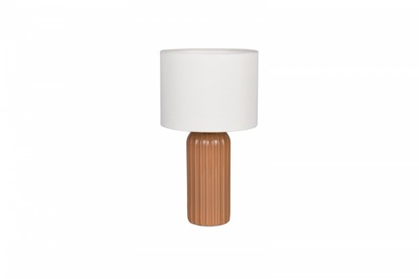 Lampka nocna stołowa ceramiczna podstawa tkaninowy abażur brązowa minimalistyczna klasyczna BLAIR R51811972 Rl