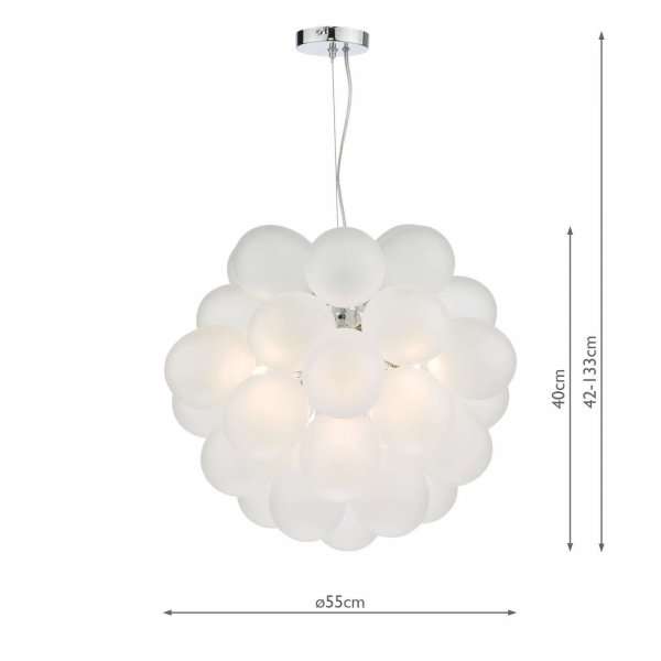 Nowoczesna Lampa Wisząca Białe Kule Szklane BUBBLES BUB0602 DAR LIGHTING
