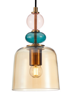 Designerska Lampa Wisząca Szklana Bursztynowy Klosz NAMOS PND-27092A-MC-BRO ITALUX