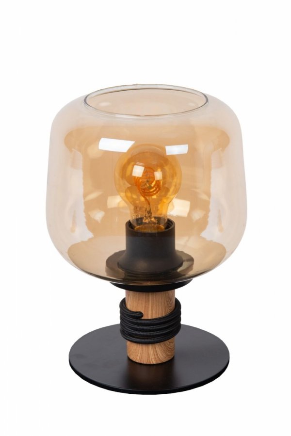 Lampka Stołowa Vintage Szklamy Bursztynowy Klosz ILONA 45508/01/62 LUCIDE