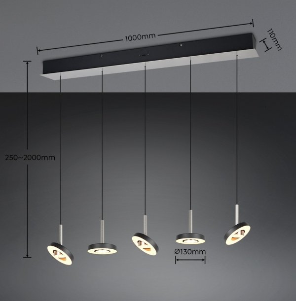 Lampa wisząca LED okrągła wielopunktowa designerska nowoczesna ściemnialna GUANO 334410507 Trio