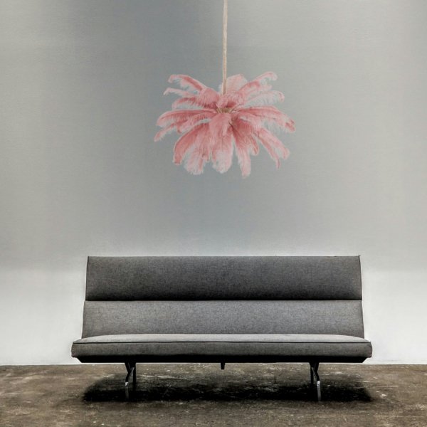 Dekoracyjna nowoczesna różowa lampa wisząca pióra 6 źródeł światła designerska boho kula EMU ST-DN127 pink Step Into Design