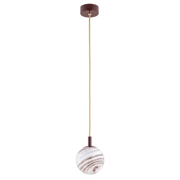 Lampa Wisząca Czekoladowy Brąz Kula Biała Wzór Marmur ALMIROS 8452 ARGON