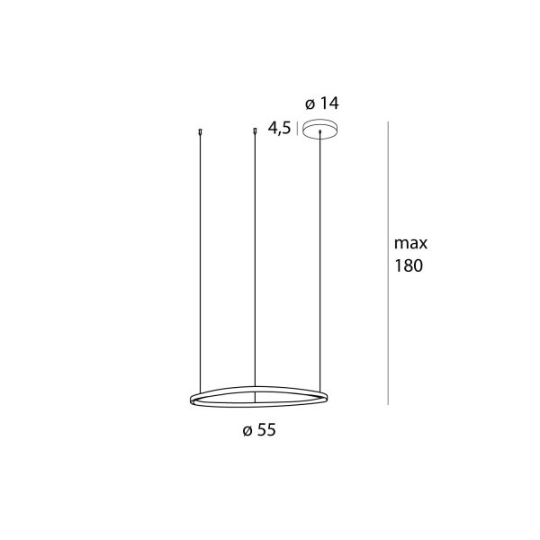 Nowoczesna lampa wisząca okrąg ring CAYENNE 60 cm P0661D Maxlight Brushed Black 