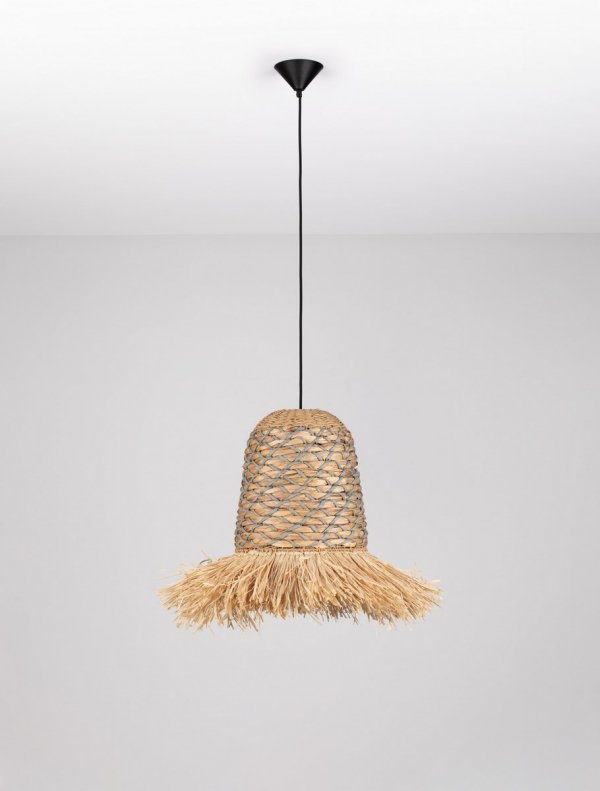 Lampa wisząca sznurkowa pleciona wiszące frendzle owalna boho rystykalna industrialna nad stół do salonu sypialni FANLIZA 9586615 Luces Exclusivas