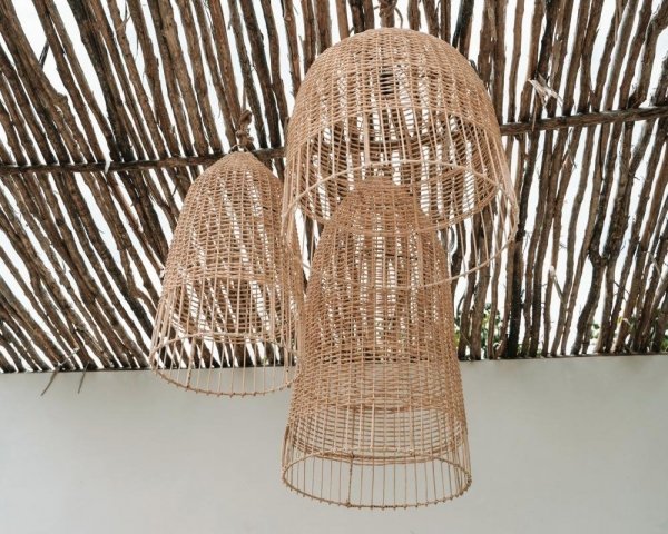 Rattanowa Lampa Wisząca w Stylu Boho Naturalna COLONIAL BAYU036N-M-30x60 BAZAR BIZAR