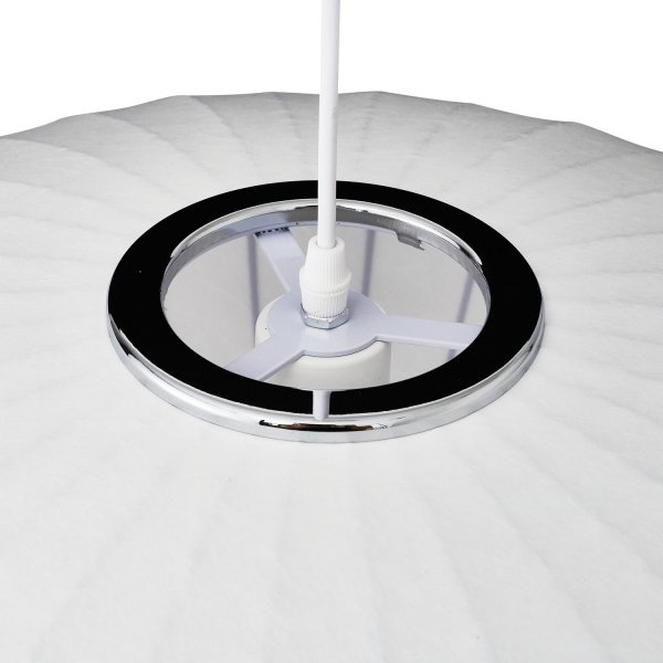 Dekoracyjna nowoczesna biała lampa wisząca designerska skandynawska owalna tkaninowy abażur 50cm SILK FLAT ST-2328-50 Step Into Design