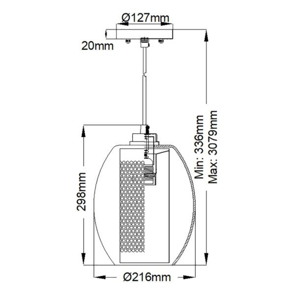 Mała lampa wisząca Asher II - 1 źródło światła industrialna szkło i stal antyczny pewter KL-ASHER-MP-AP Kichler