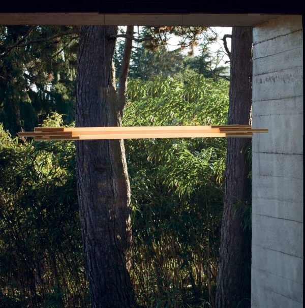 Lampa wisząca złota podłużna 160cm z dekoracyjnych rurek szklana designerska nowoczesna ORG Horizontal ORG P H 1600 DCW Editions