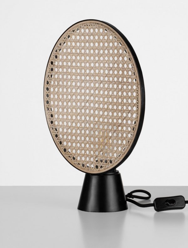 Lampka stołowa nocna pleciona wykonana z ratanu okrągła boho rustykalna industrialna dekoracyjna COLVERZO LE45385 Luces Exclusivas