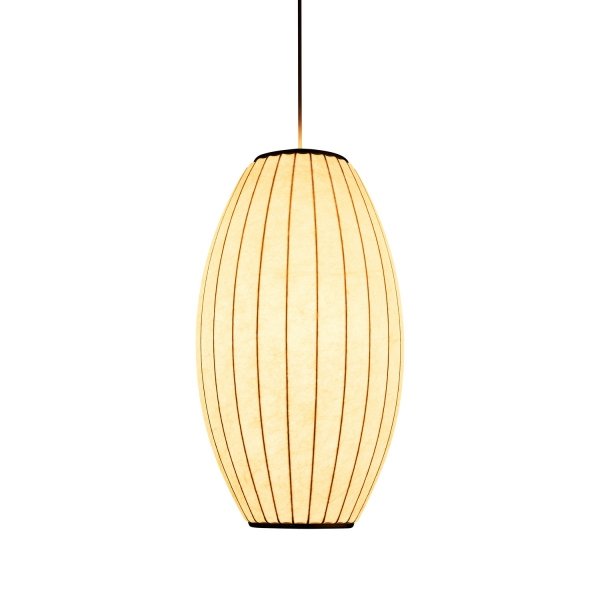 Dekoracyjna nowoczesna biała lampa wisząca designerska skandynawska tkaninowy abażur podłużny 50cm SILK BARREL ST-2335-20 Step Into Design