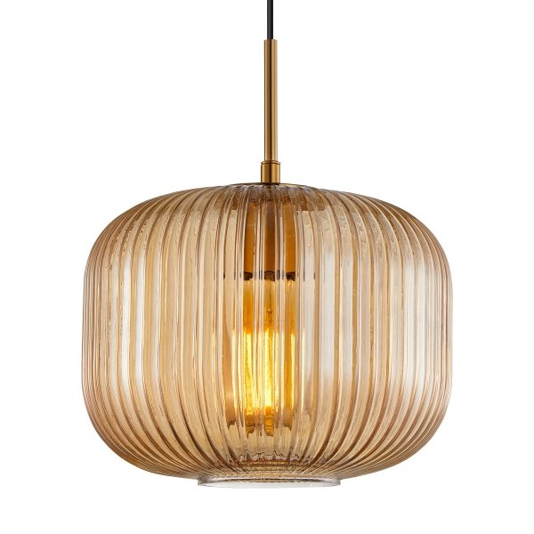 Nowoczesna Dekoracyjna Lampa Wisząca Szklany Bursztynowy Klosz GAVINO PND-26476-1-BRO-AMB ITALUX