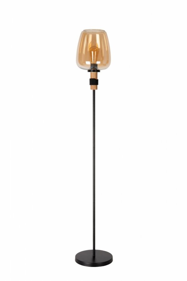 Lampa Stojąca Podłogowa Vintage Szklamy Bursztynowy Klosz ILONA 45708/01/62 LUCIDE