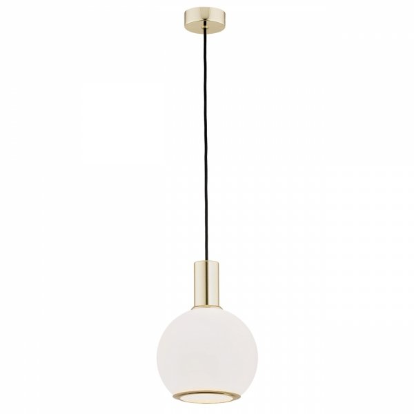 Elegancka nowoczesna szklana lampa wisząca klosz kielich mleczne szkło złote dodatki SAGUNTO 4357 Argon
