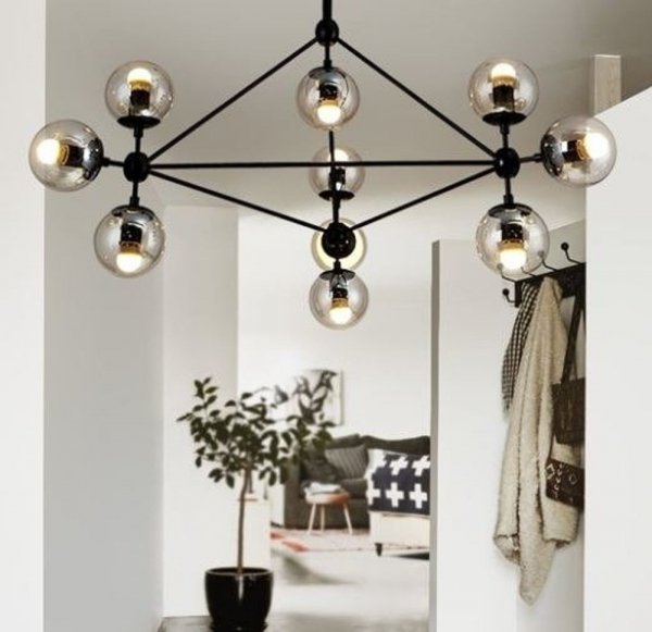 Molekularna lampa wisząca czarna bursztynowe klosze kule ASTRIFERO-10 ST-9047-10 amber