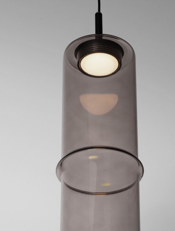 Minimalistyczna lampa wisząca LED szklana tuba kolor mokka uniwersalna klasyczna możliwość ściemniania SARTANO LE45165 Luces Exclusivas