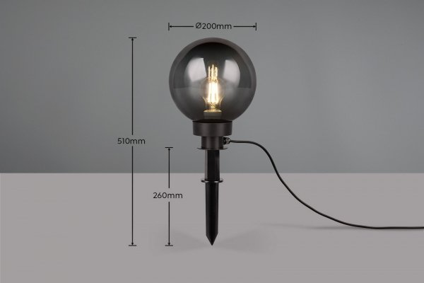 Minimalistyczny Czarny Słupek Ogrodowy Kula BOLO R57042054 RL