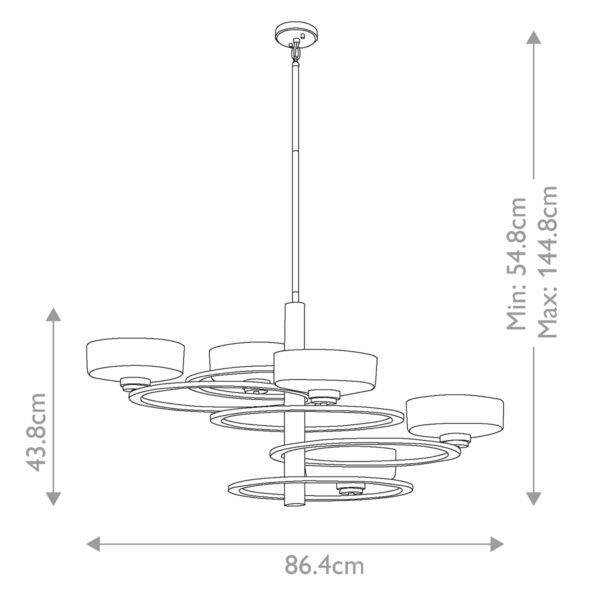 Żyrandol Aleeka - 5 źródeł światła Klasyczny pewter owalne szklane klosze ringi pierścienie nowoczesny elegancki możliwość ściemniania KL-ALEEKA5B KICHLER