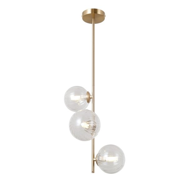 Złota lampa wisząca szklane kule nad stół wyspę TOLEDO ITALUX PND-40717-3-HBR