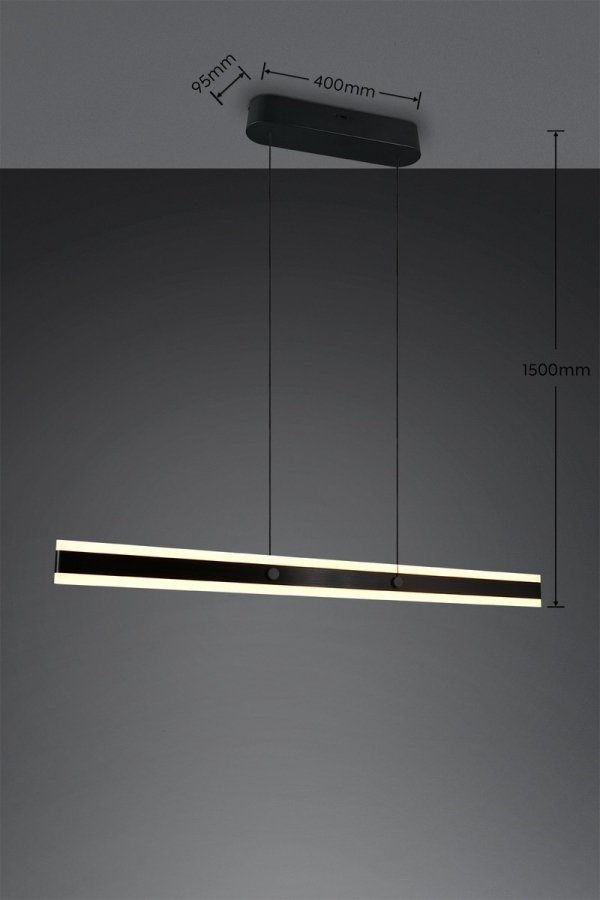 Nowoczesna uniwersalna lampa wisząca LED minimalistyczna czarna metalowa listwa podłużna ściemnialna ARCOLA 331210132 Trio