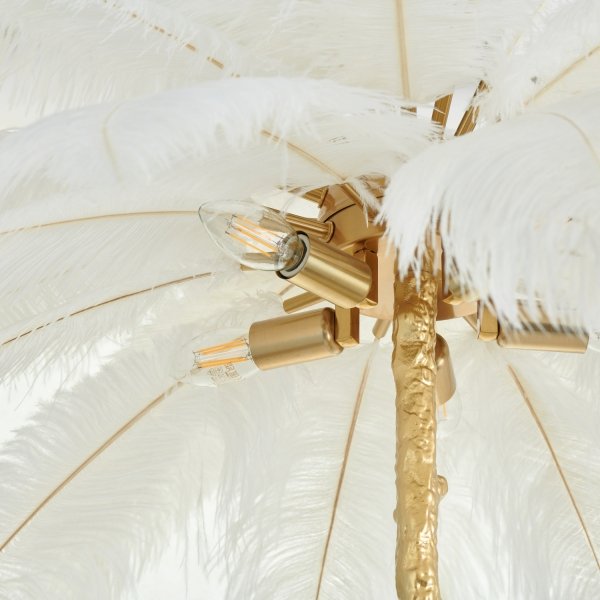 Dekoracyjna nowoczesna biała lampa stojąca podłogowa pióra 5 źródeł światła designerska boho EMU ST-DN127-F white Step Into Design